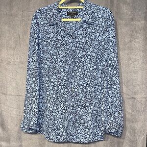 Banana Republic Black and White Floral Button-Down Shirt
